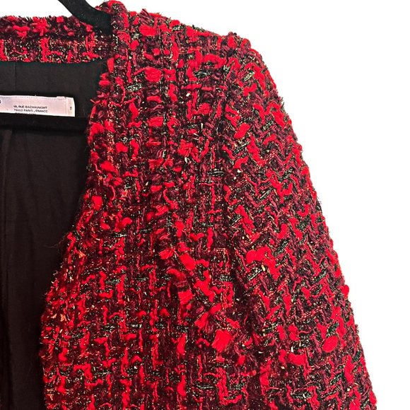 IRO Wool Blend boucle red gold metallic jacket Size 38 (US 6) - Picture 4 of 6